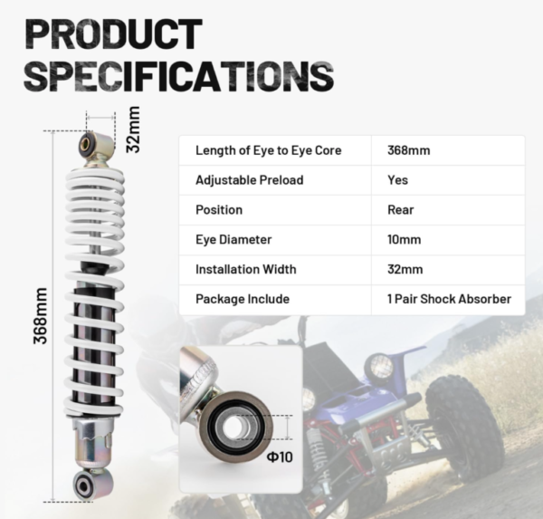 Adjustable Front Shock Absorber Compatible with Yamaha Banshee 350 - Image 5